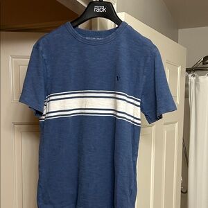 American Eagle Outfitters Navy and White Men's Tee